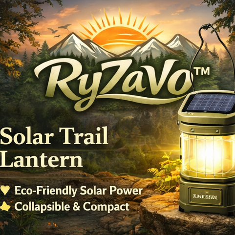 RyZaVo™ Solar Trail Lantern – Eco-Friendly Solar Powered Camping Light, Foldable Outdoor Lantern for Hiking Backpacking