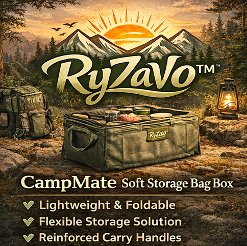RyZaVo™ CampMate Soft Storage Bag Box – Foldable Fabric Camping Organizer with Handles, Lightweight Outdoor Storage for Travel & Picnic